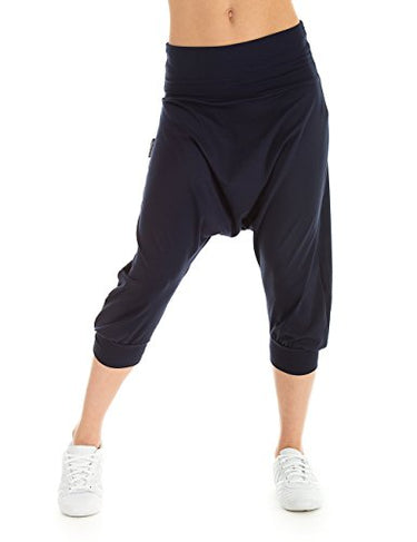 WINSHAPE women's 3/4 harem trousers Wbe7 unisex dance fitness leisure sports training trousers, night blue, WBE7-NIGHT-BLUE-XL EU on sale